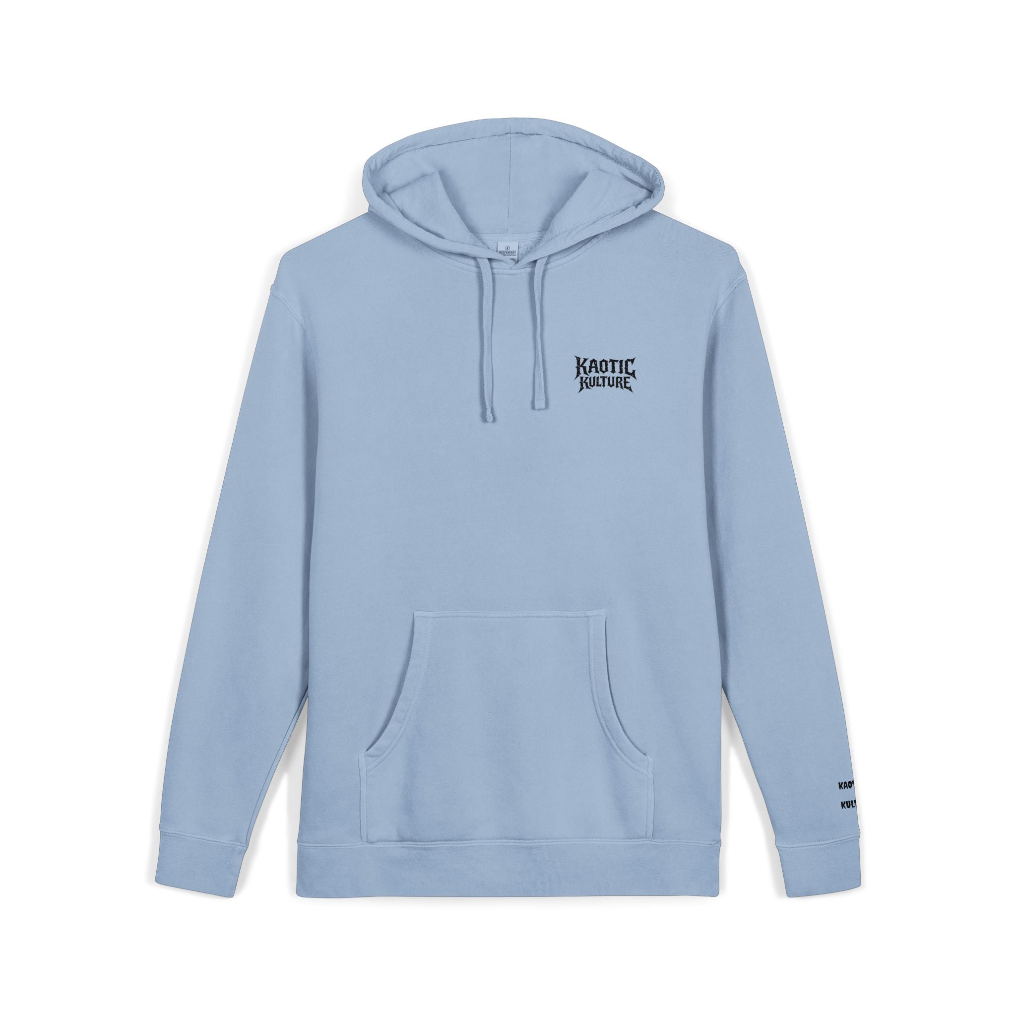 Minimal 'Koustic Nature' Pigment-Dyed Hoodie – Soft Vintage Blue