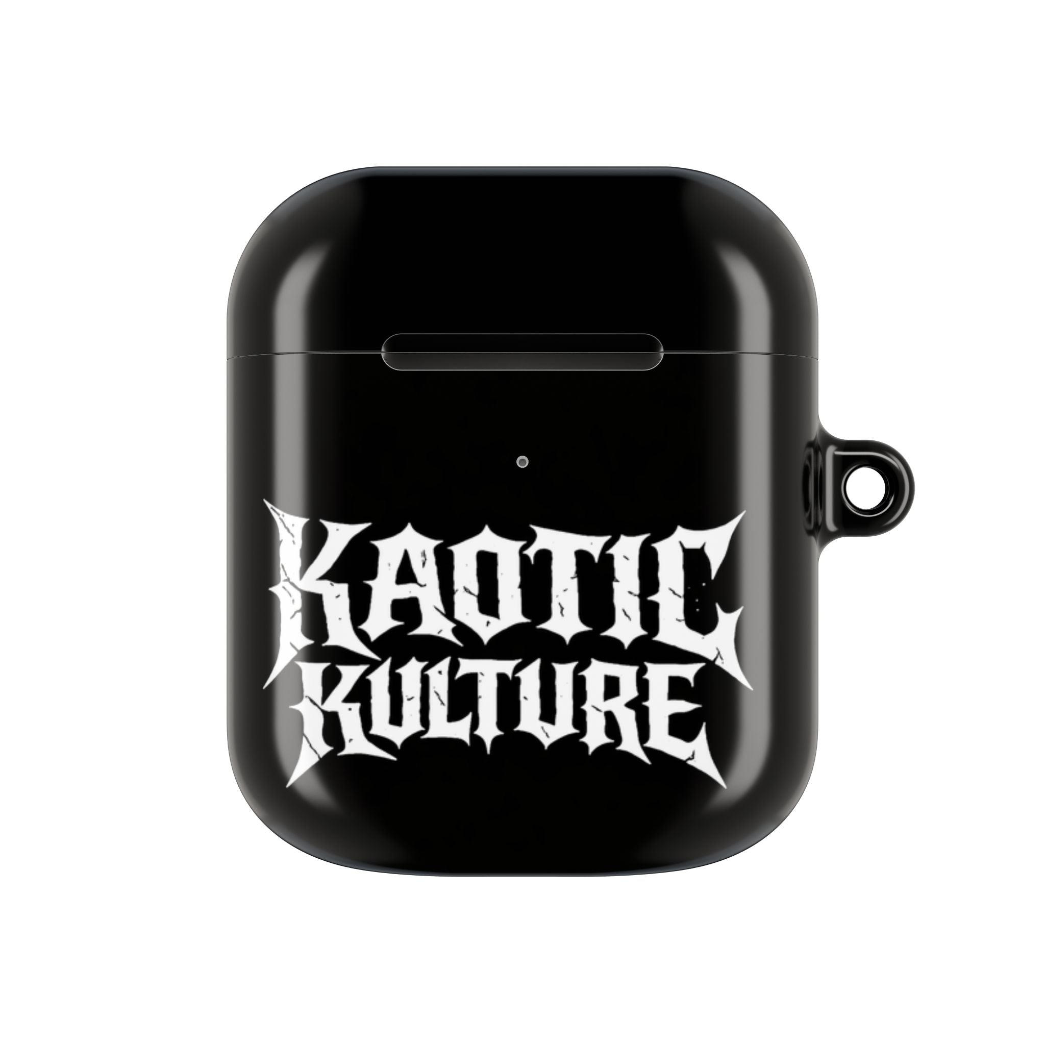 Kaotic Kulture AirPod Case — Black Gothic Script Protective Cover
