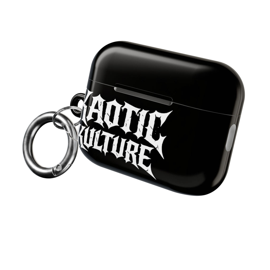 Kaotic Kulture AirPod Case — Black Gothic Script Protective Cover