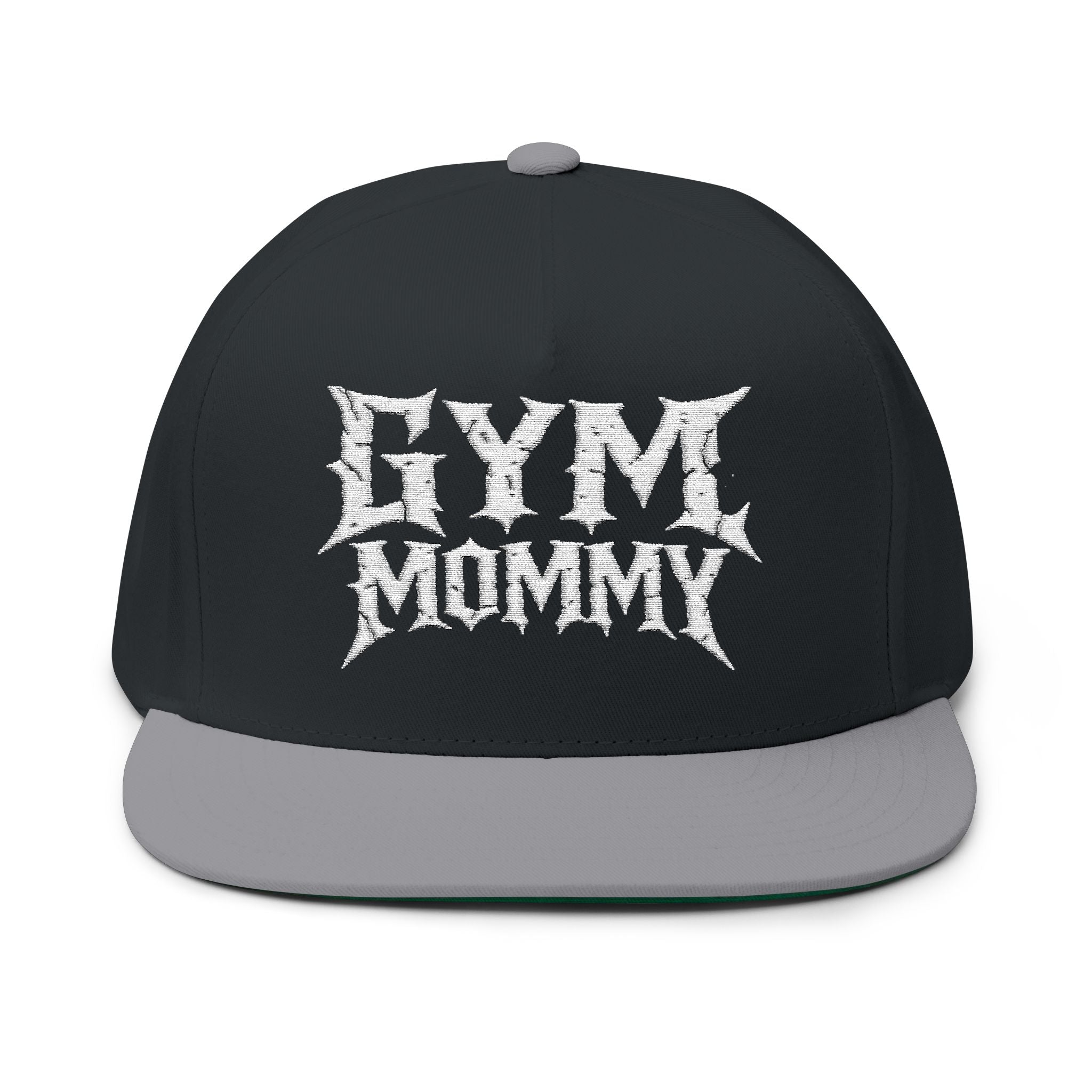 Gym Mommy Flat Bill Cap — Embroidered Rock-Style Fitness Hat for Active Moms