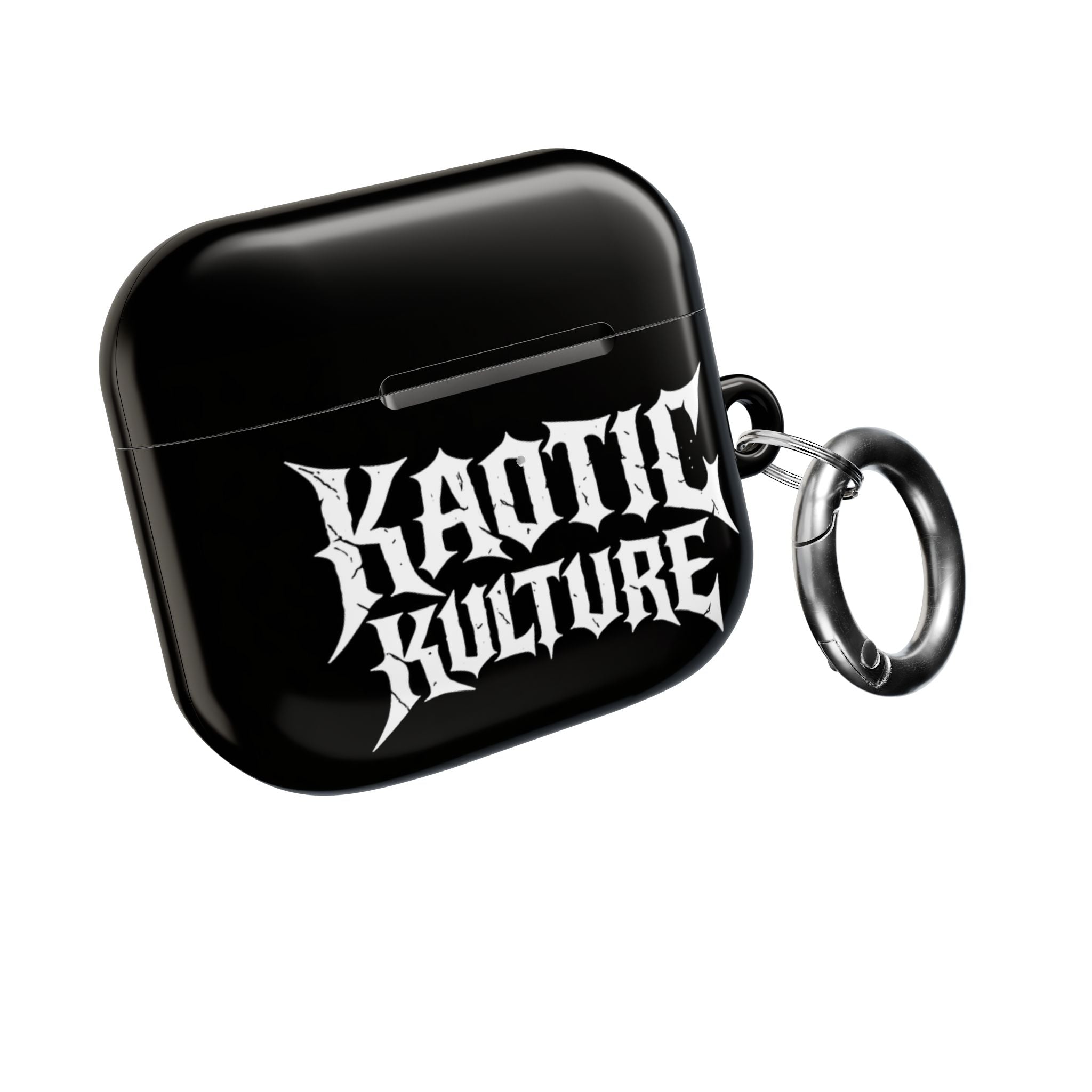 Kaotic Kulture AirPod Case — Black Gothic Script Protective Cover
