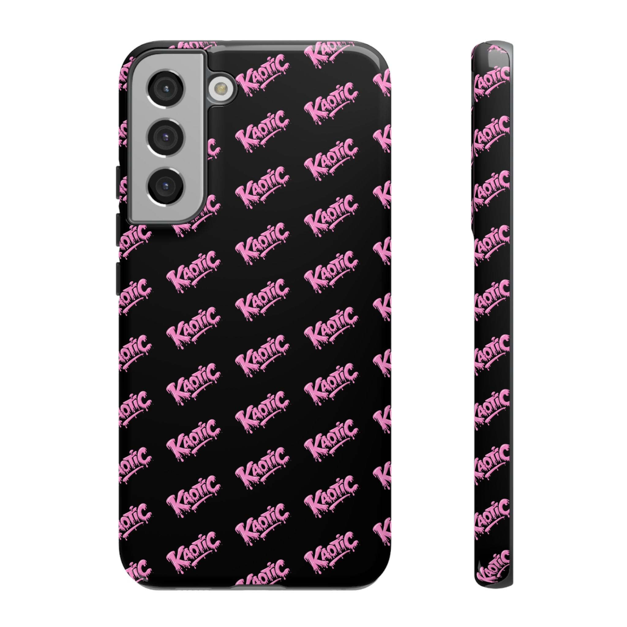 Phone Case — Black & Pink Repeating 'Krazie' Logo Protective Case