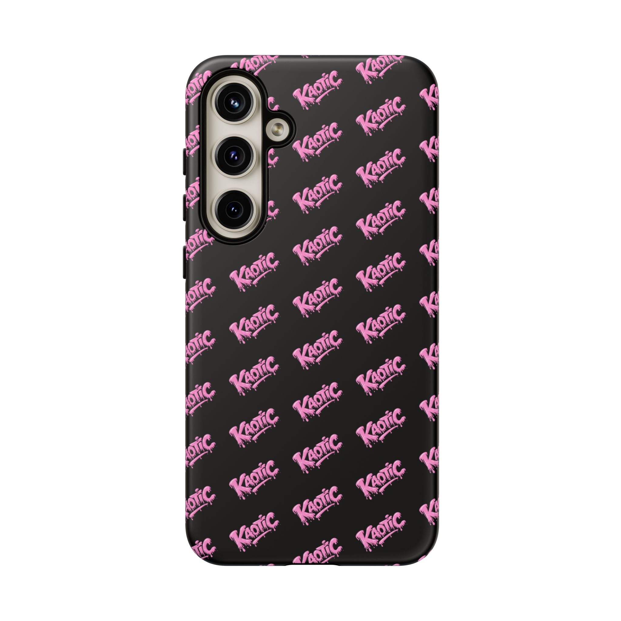 Phone Case — Black & Pink Repeating 'Krazie' Logo Protective Case