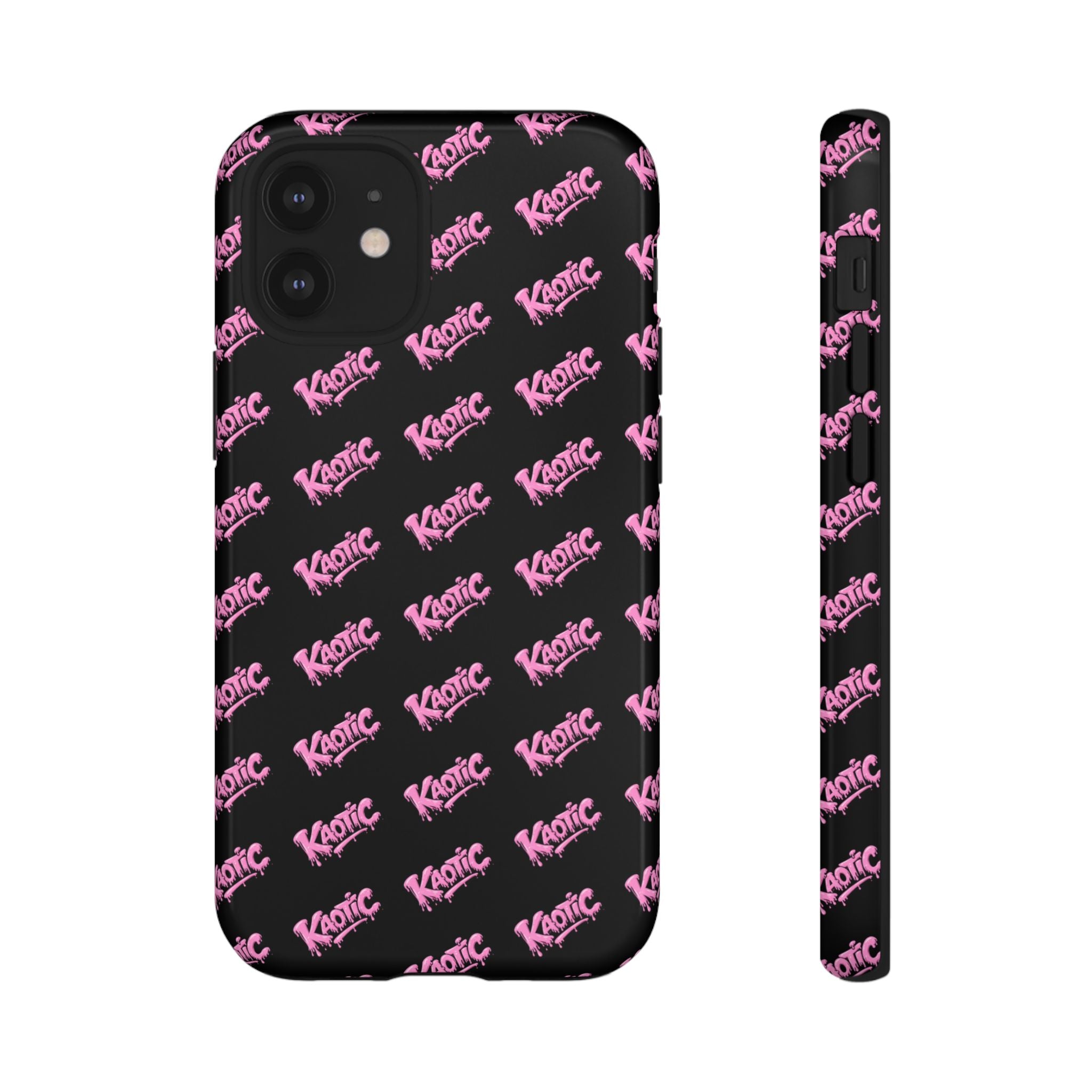 Phone Case — Black & Pink Repeating 'Krazie' Logo Protective Case
