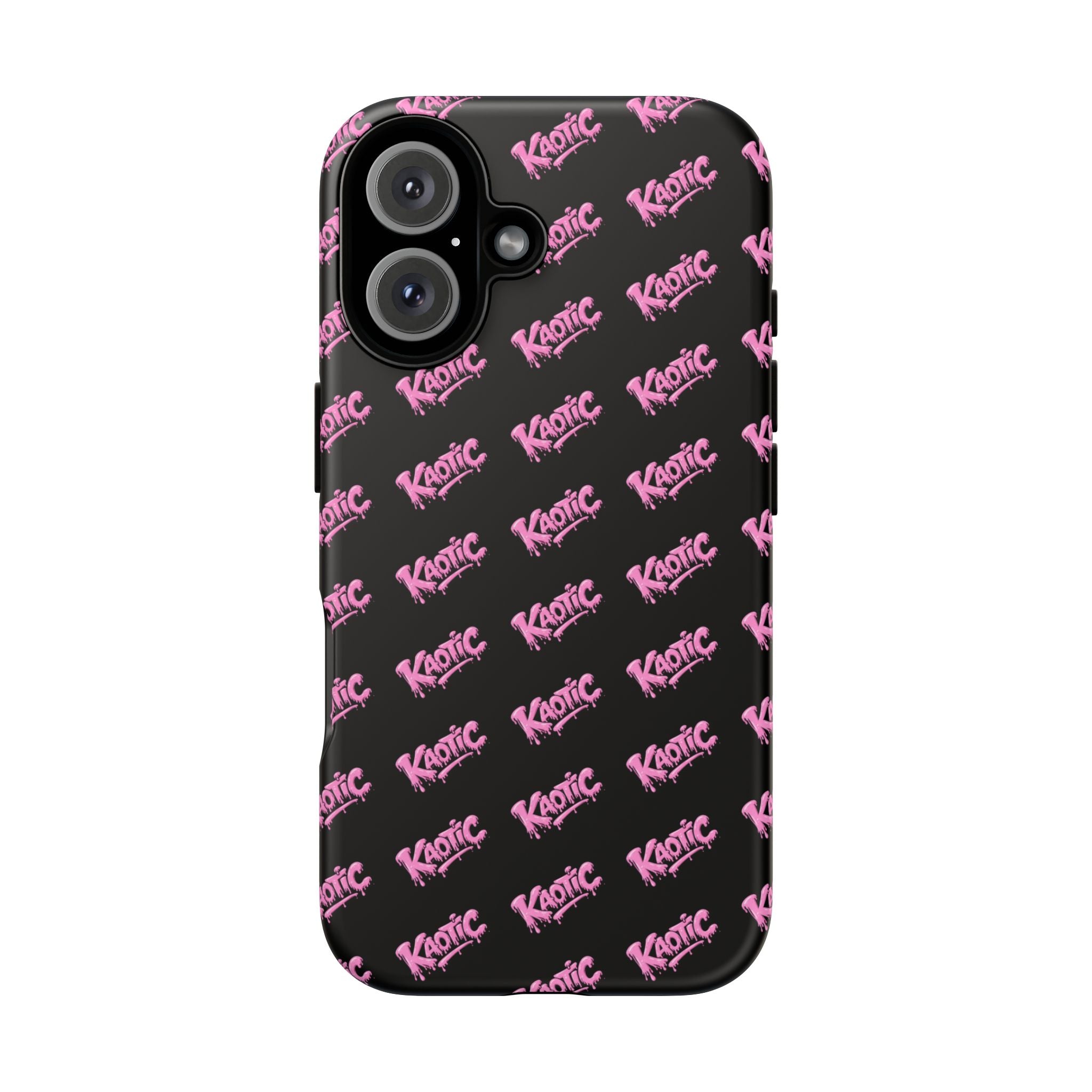 Phone Case — Black & Pink Repeating 'Krazie' Logo Protective Case