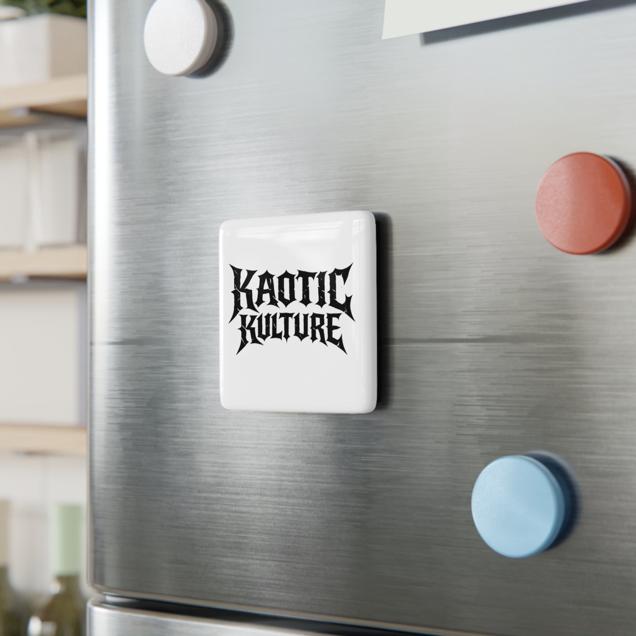 Porcelain Magnet — Kaotic Kulture Gothic Logo Square Magnet