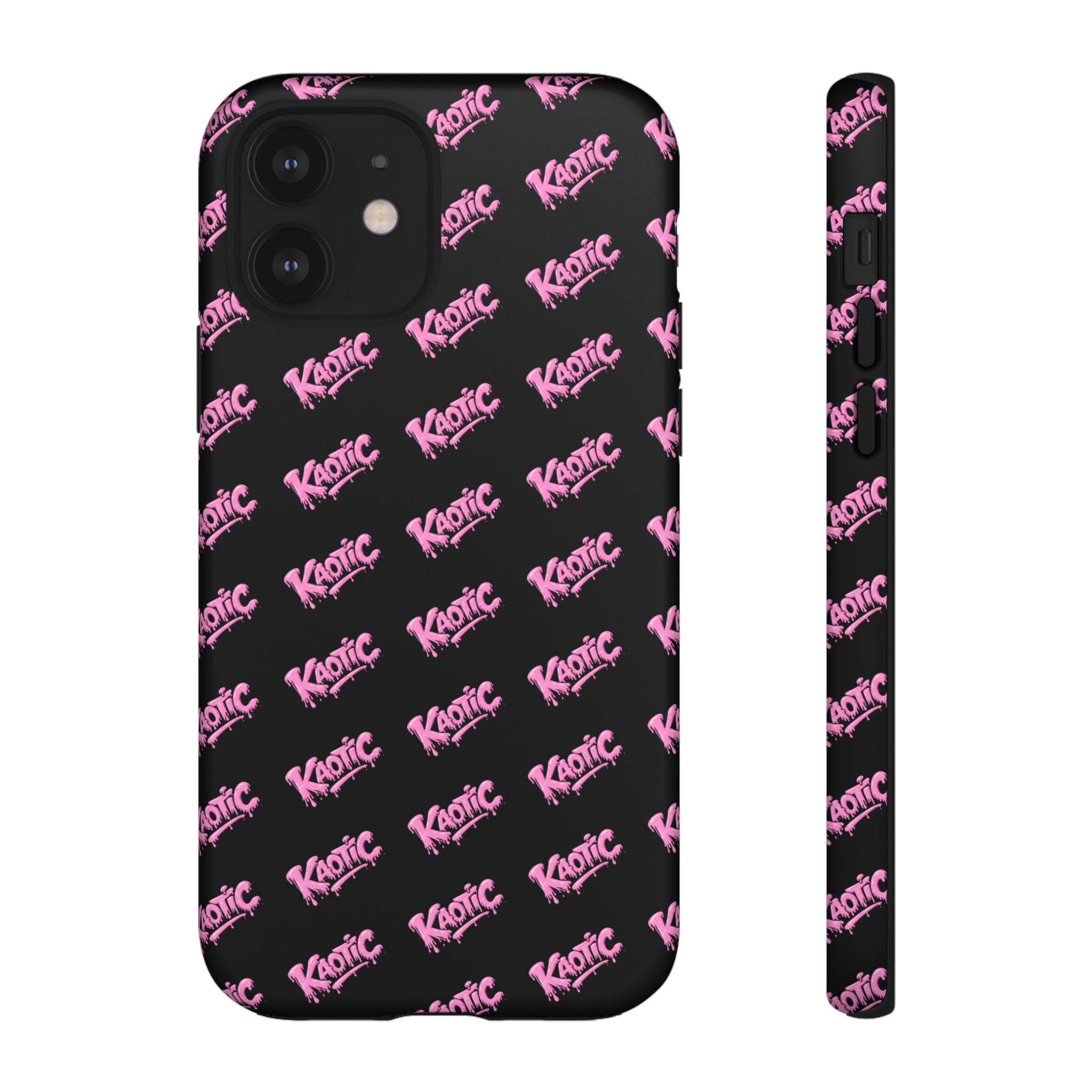 Phone Case — Black & Pink Repeating 'Krazie' Logo Protective Case
