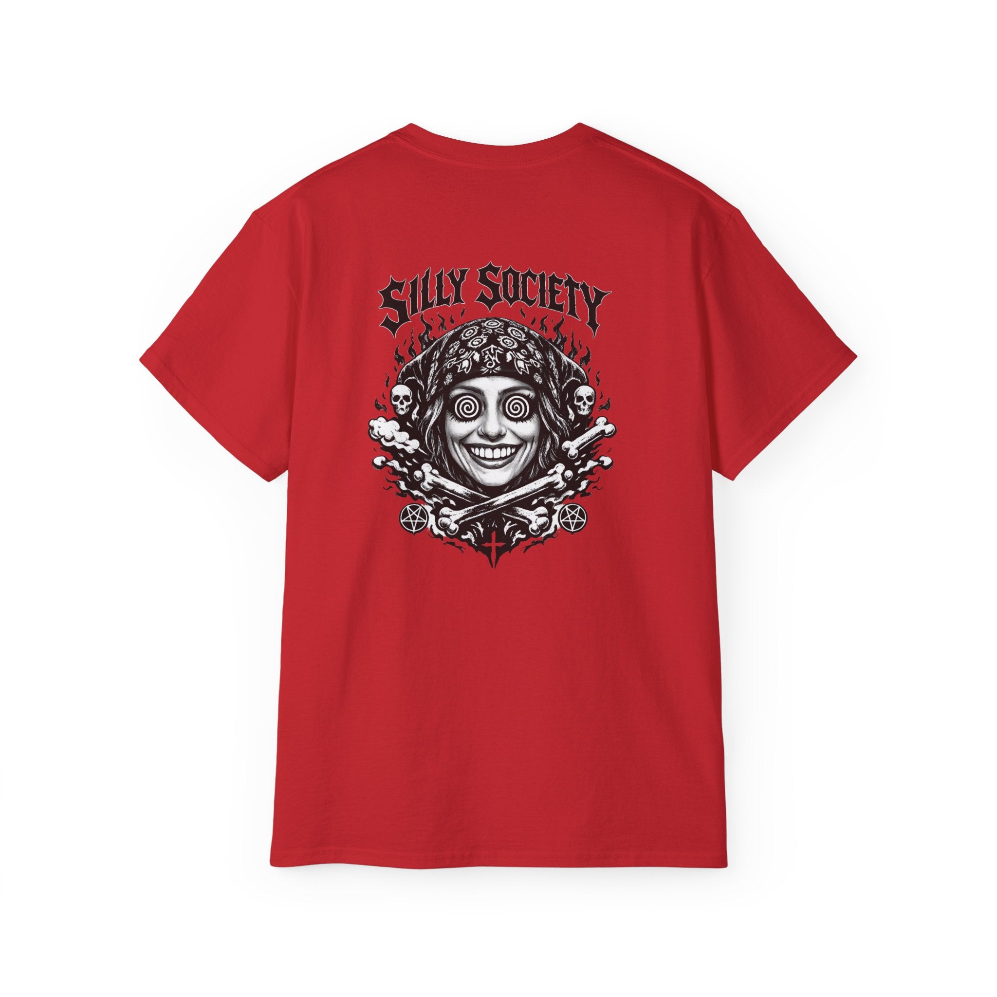 Silly Society Skull Crest Tee | Back Graphic Horror Band Shirt