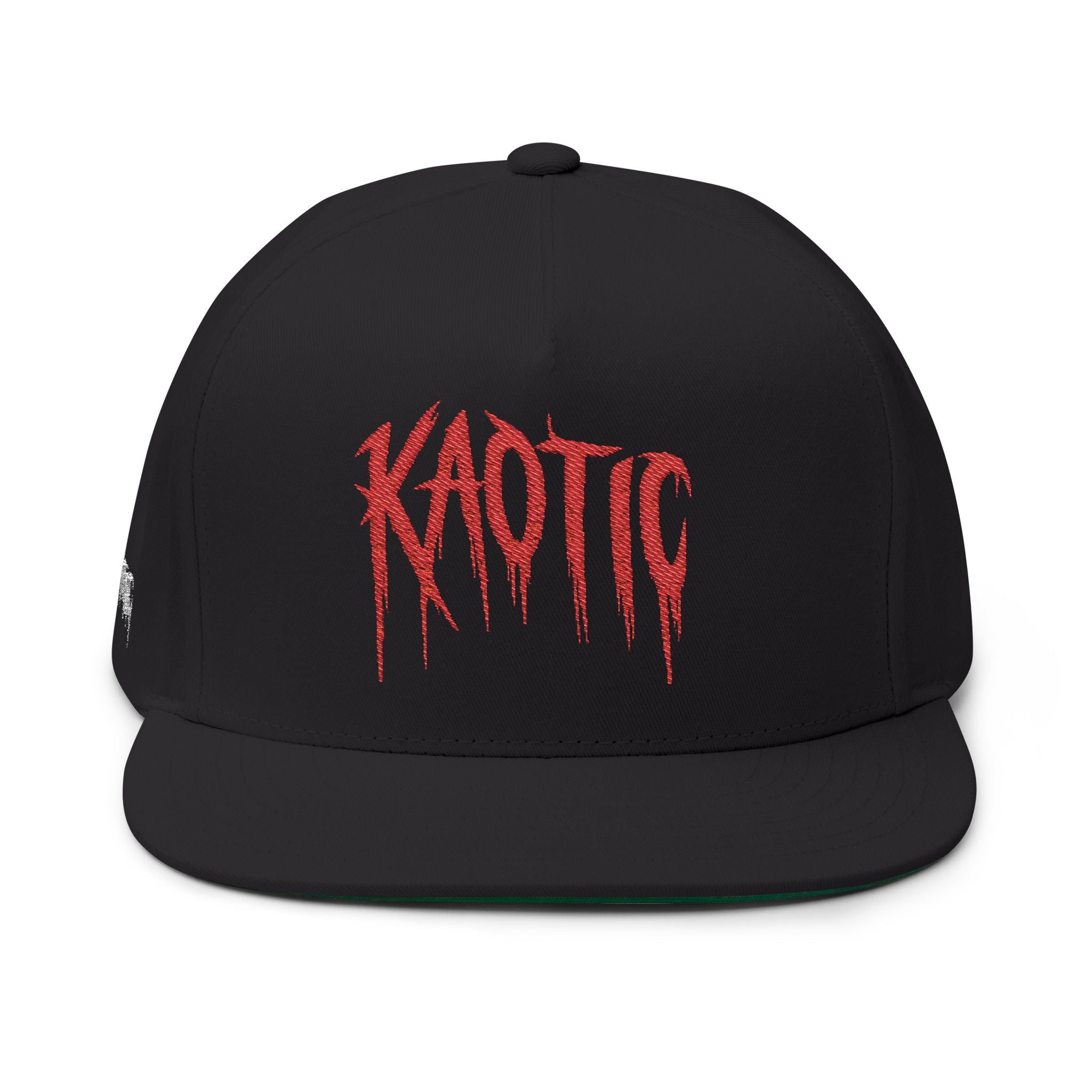 Kaotic Red Drip Embroidered Flat Bill Cap