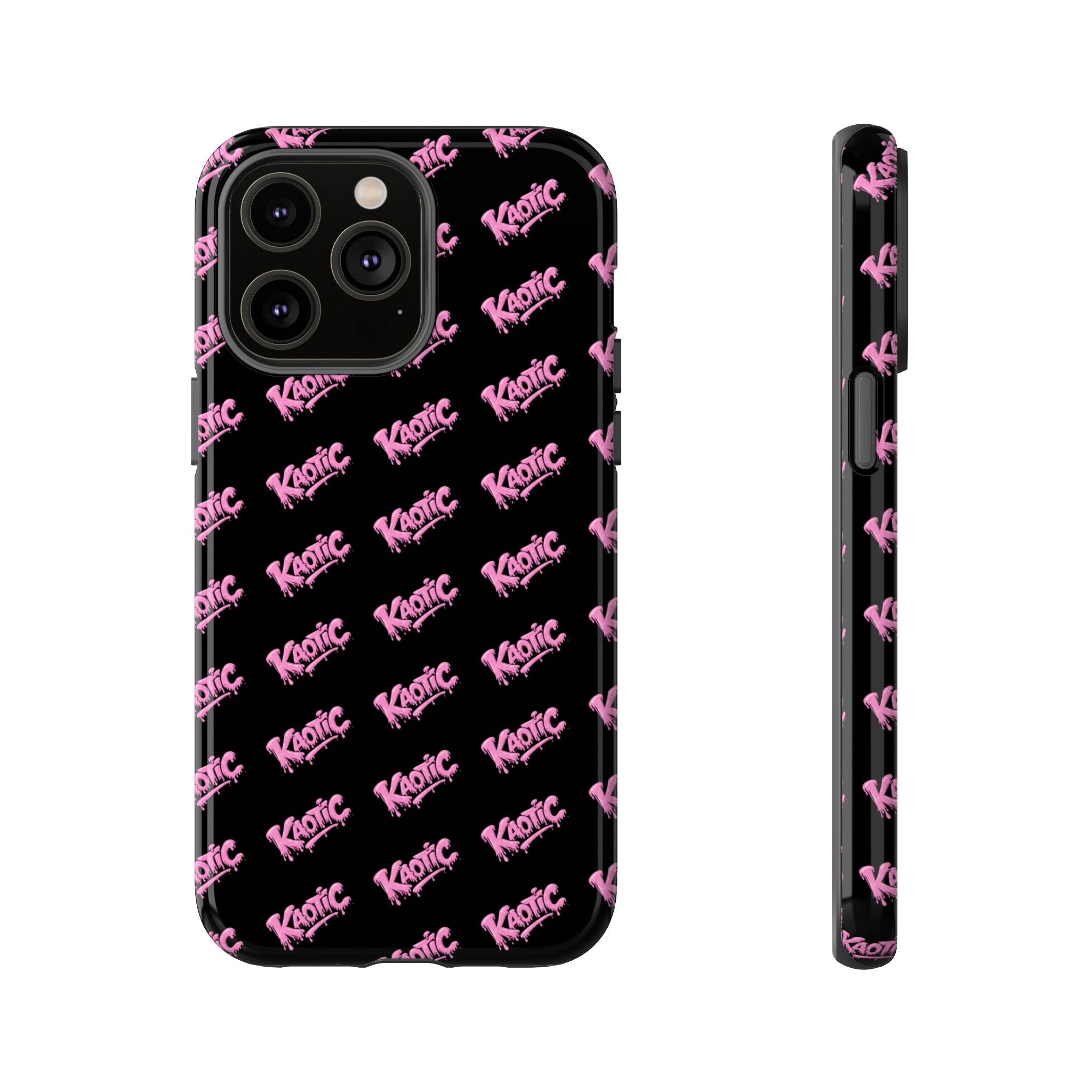 Phone Case — Black & Pink Repeating 'Krazie' Logo Protective Case