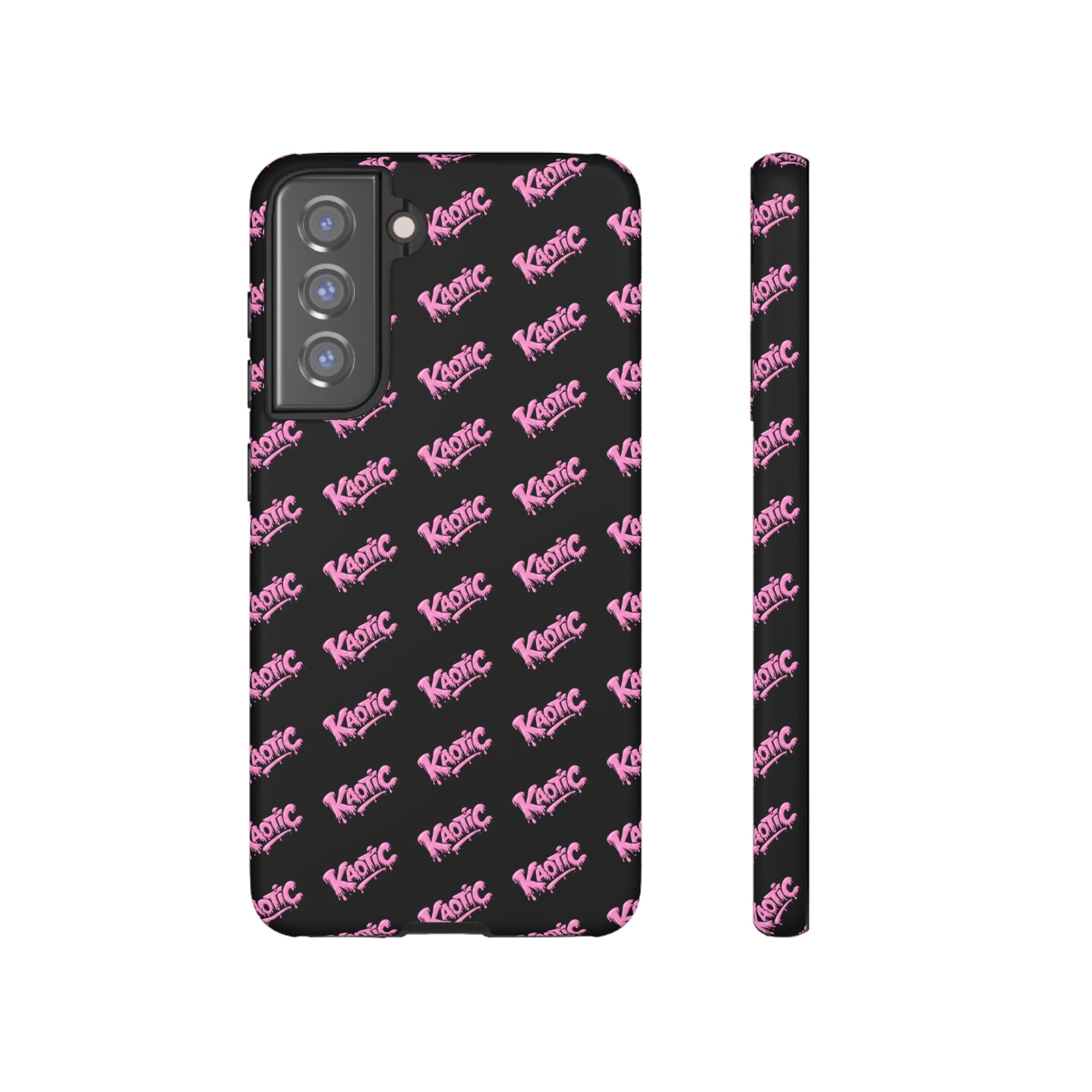 Phone Case — Black & Pink Repeating 'Krazie' Logo Protective Case
