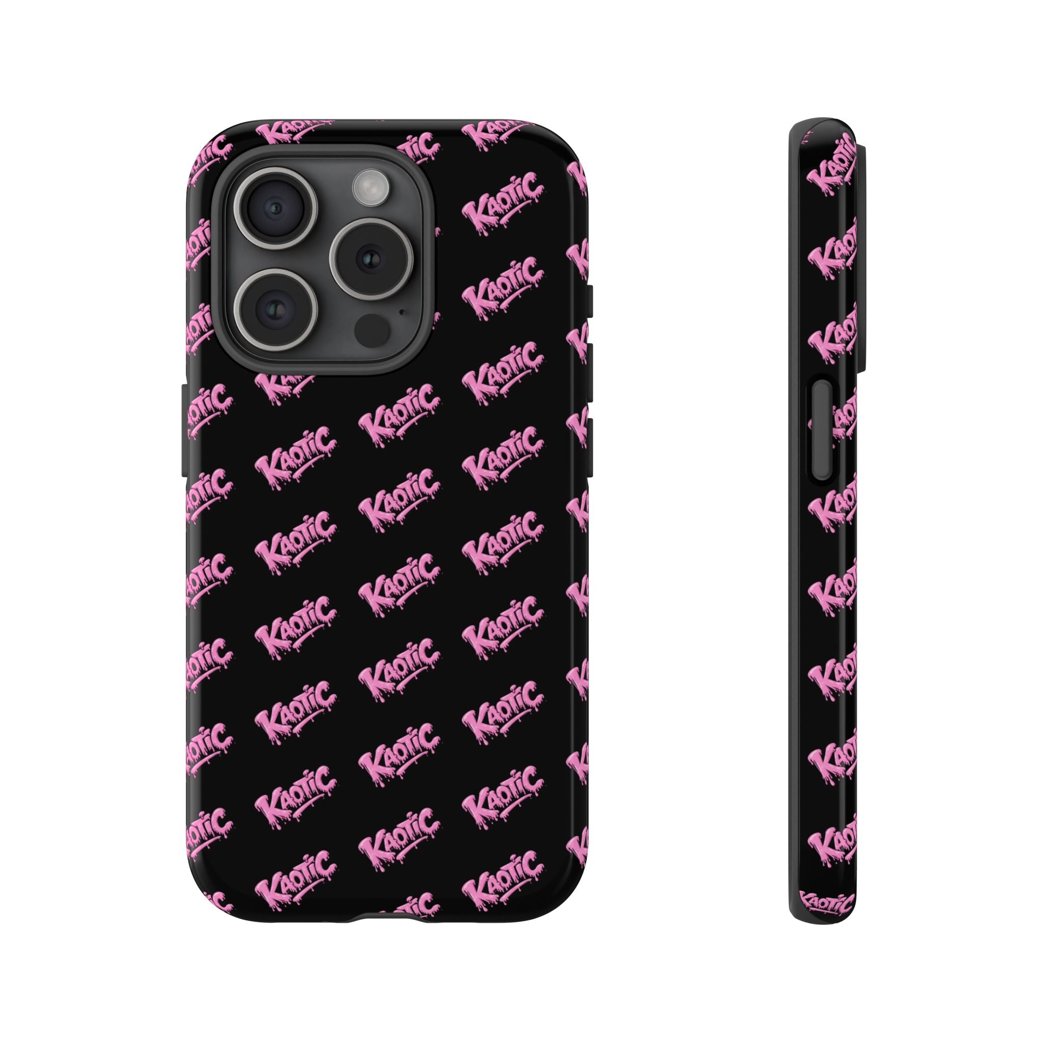Phone Case — Black & Pink Repeating 'Krazie' Logo Protective Case