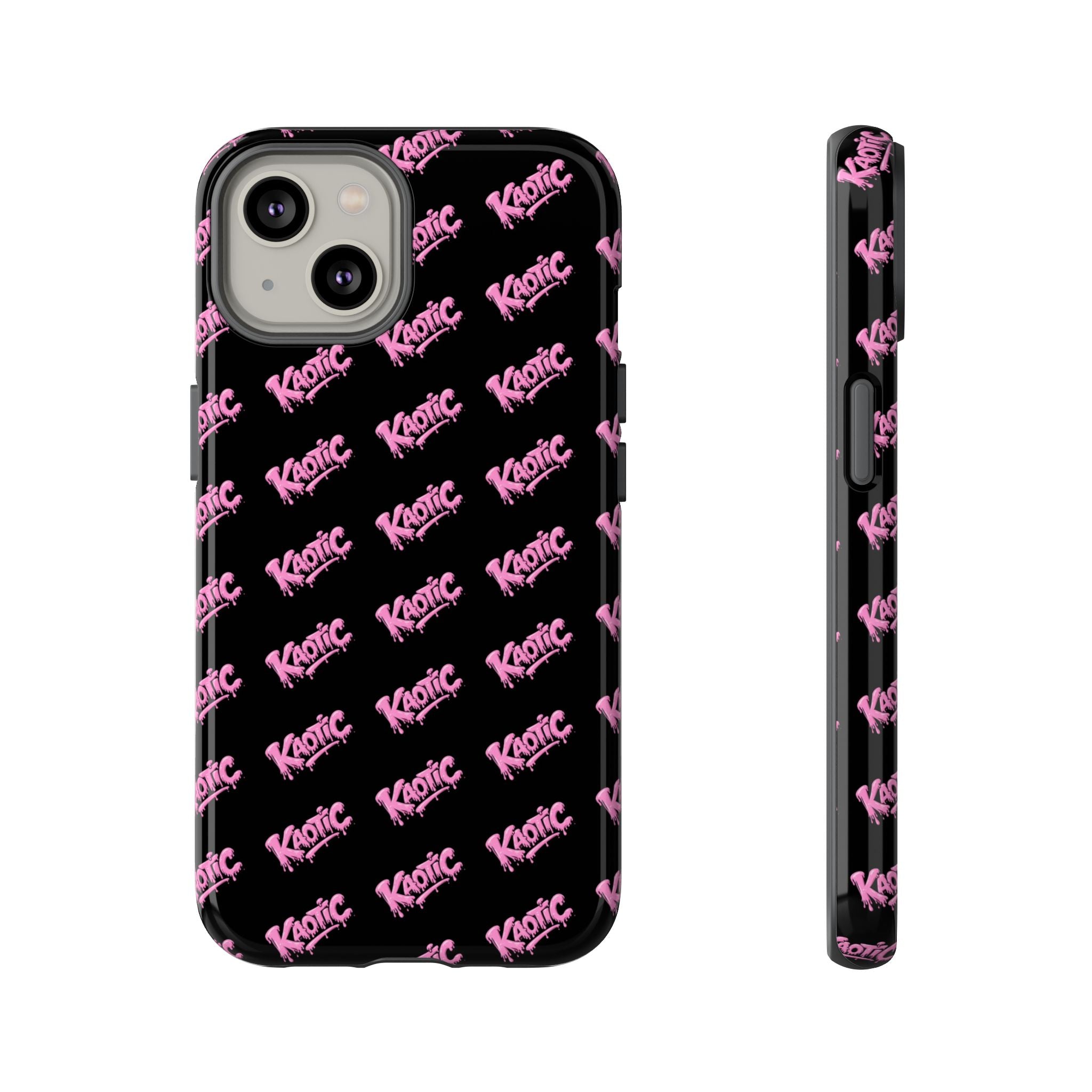 Phone Case — Black & Pink Repeating 'Krazie' Logo Protective Case