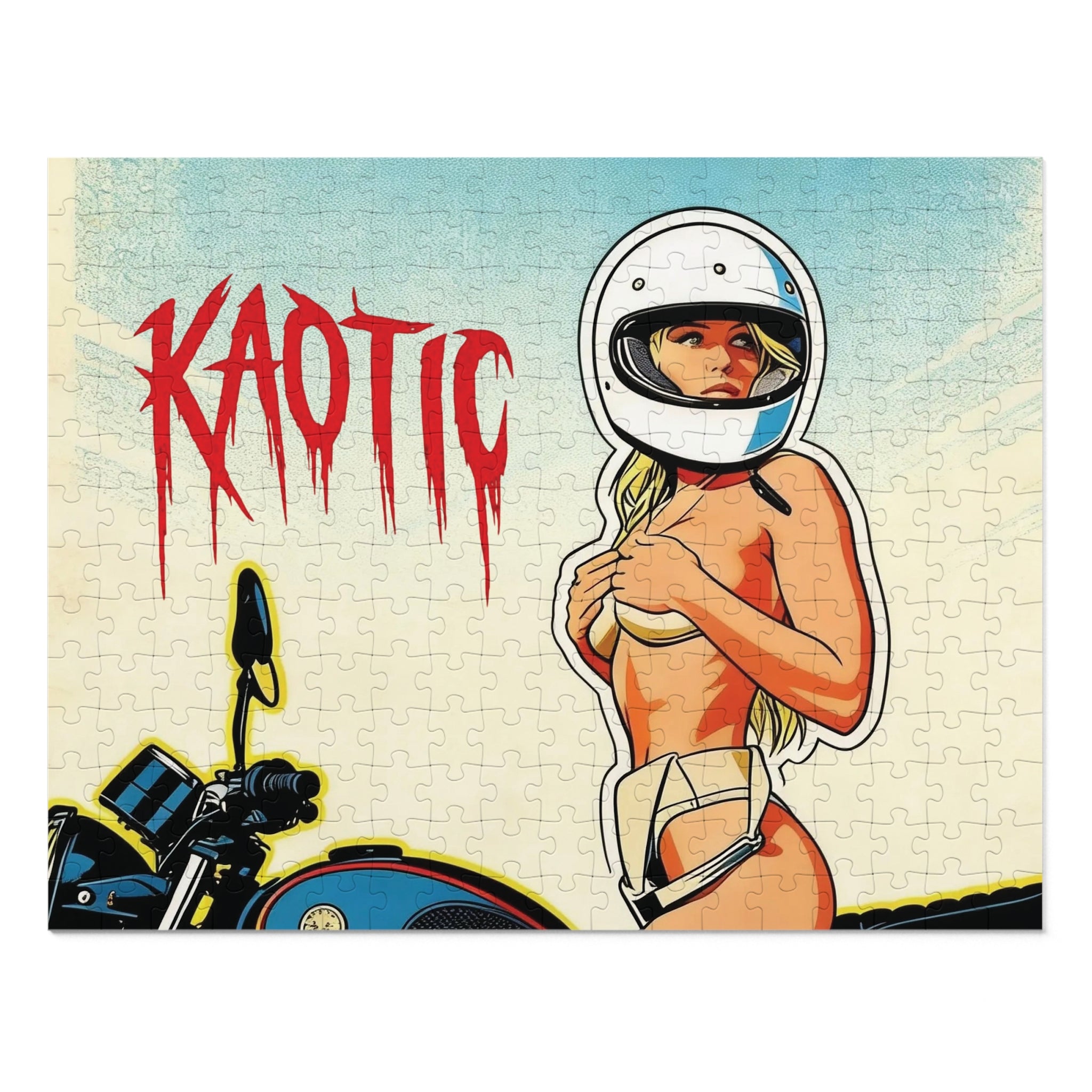 Kaotic Helmet Girl Jigsaw Puzzle with Tin - 500pc Retro Biker Pinup