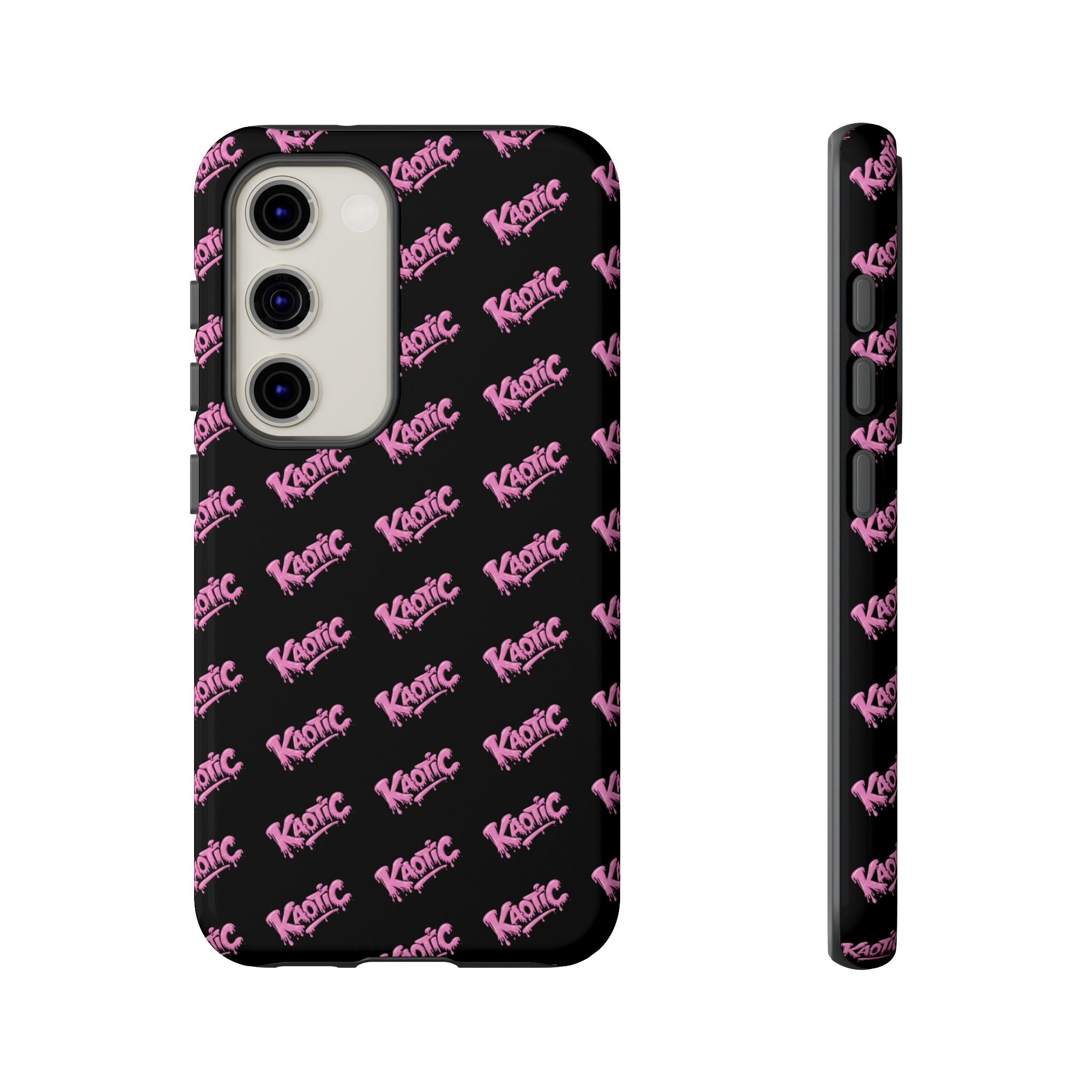 Phone Case — Black & Pink Repeating 'Krazie' Logo Protective Case