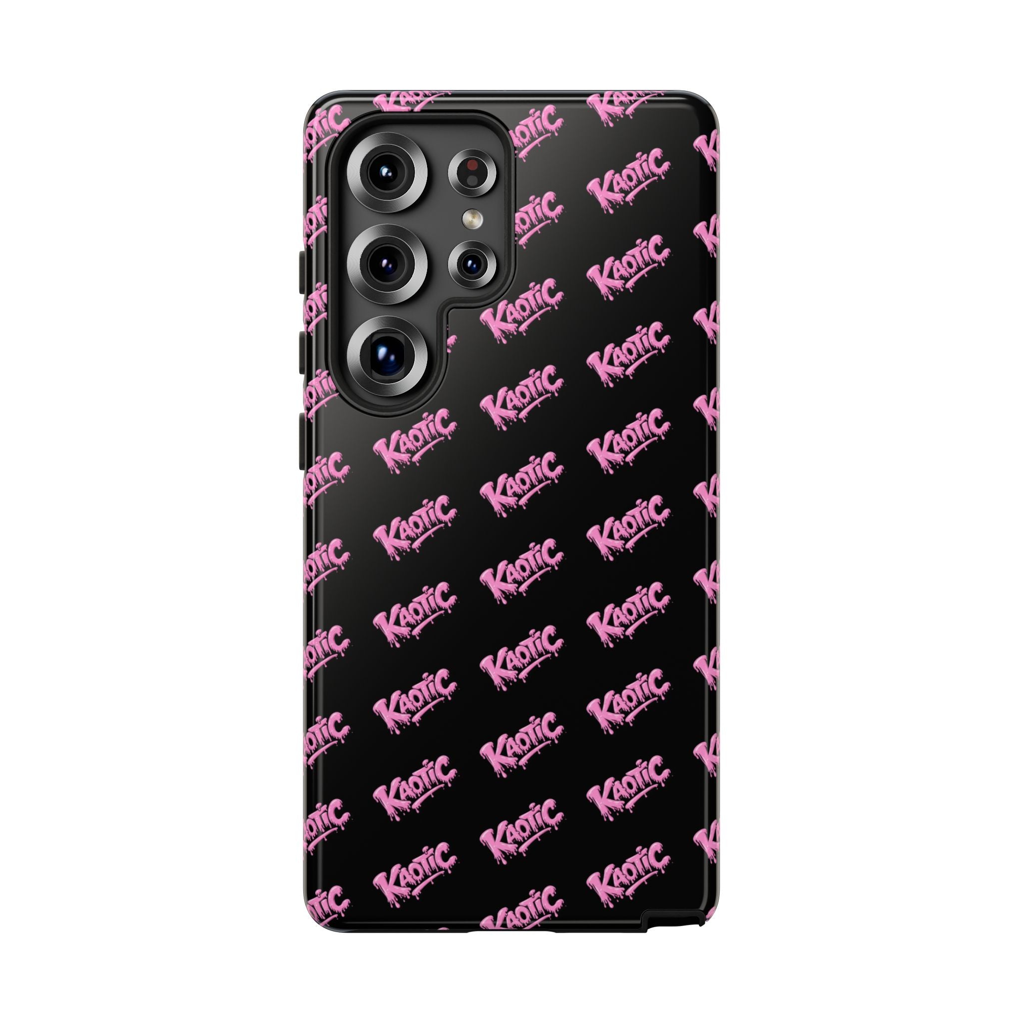 Phone Case — Black & Pink Repeating 'Krazie' Logo Protective Case