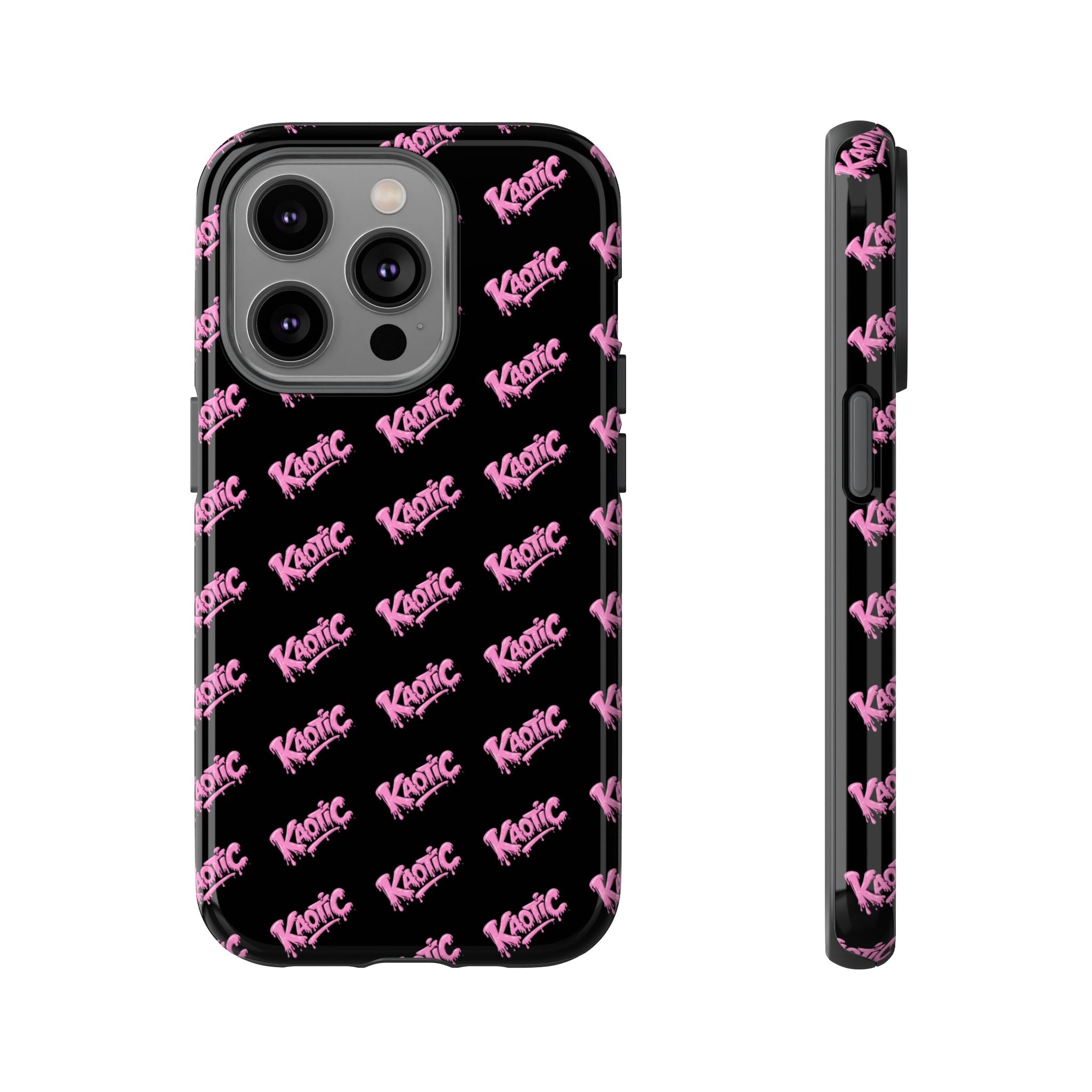 Phone Case — Black & Pink Repeating 'Krazie' Logo Protective Case