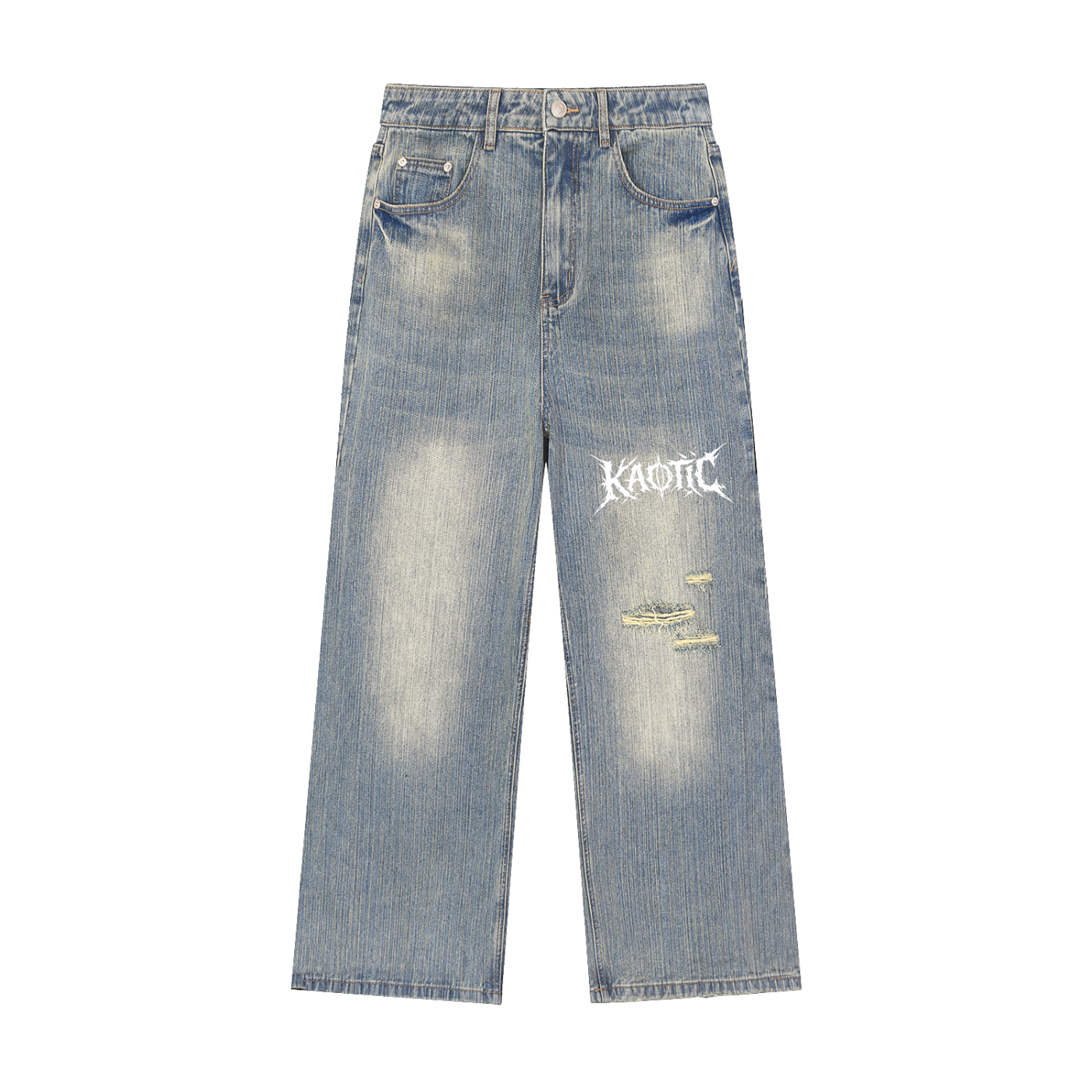 Vintage Wash Distressed Denim Jeans