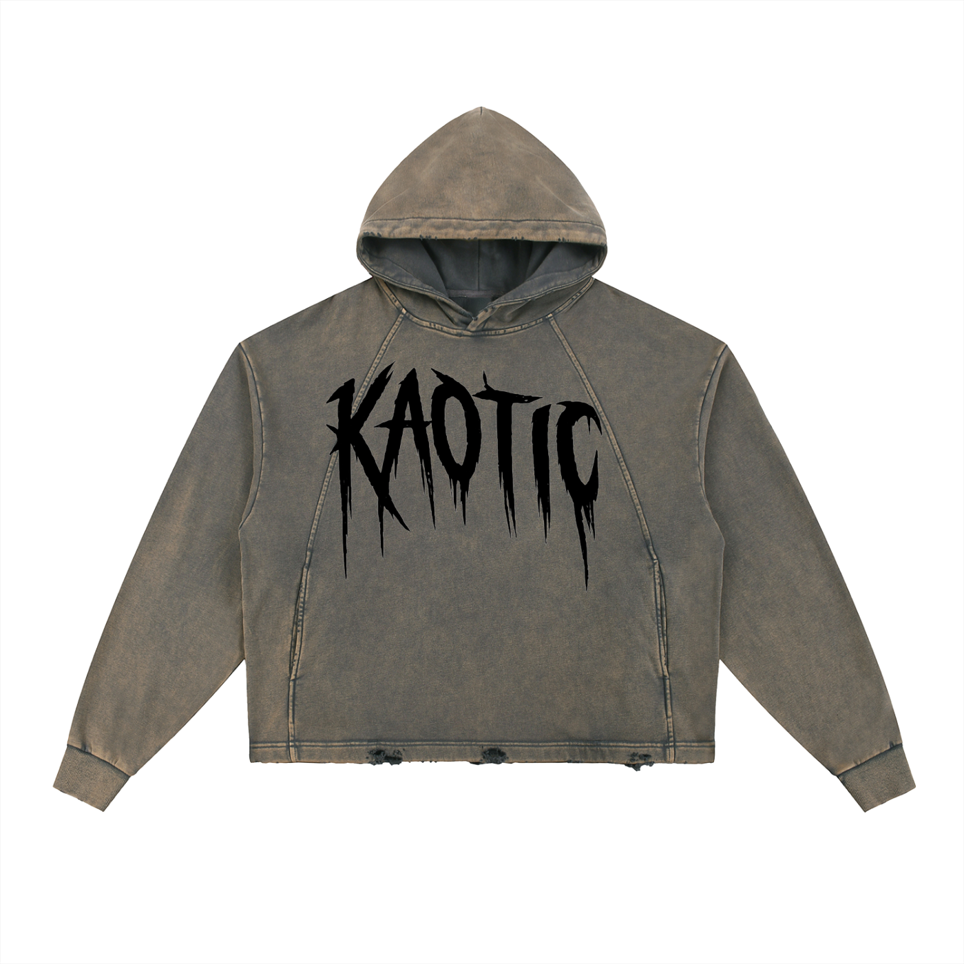 Vintage Washed Frayed-Hem Hoodie