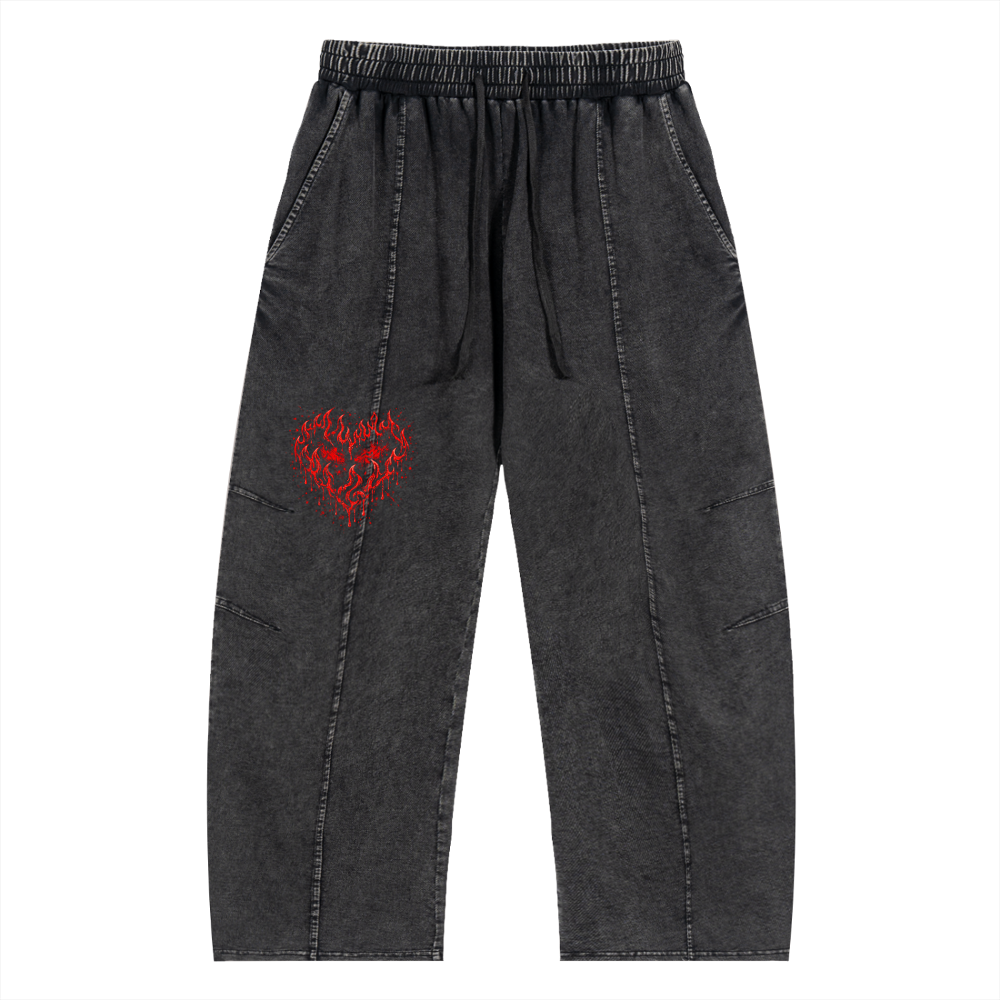 Snow Wash Drawstring Cotton Pants